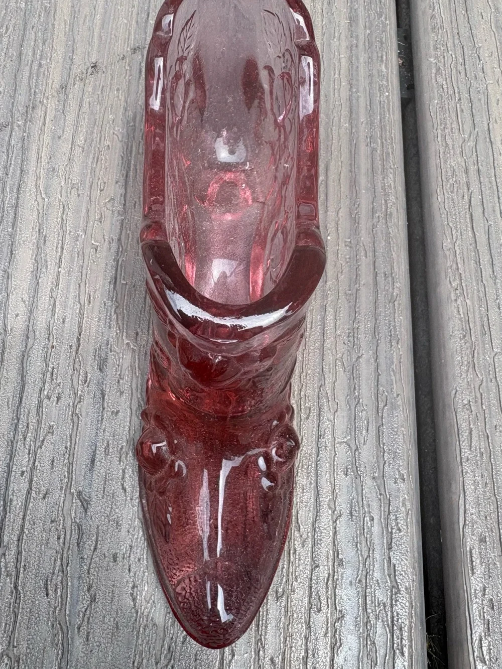 Vintage Pink Glass Decorative Shoe Vase - Unbranded